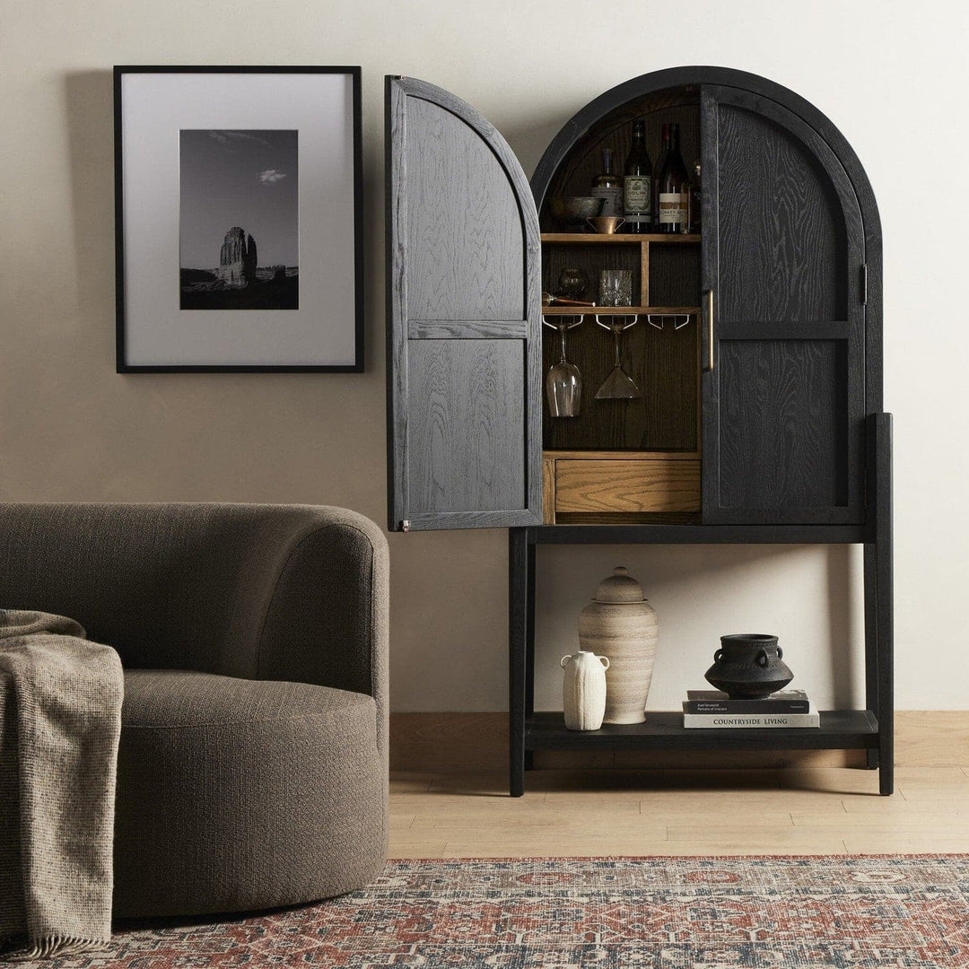 Harper Bar Cabinet - Drifted Matte Black