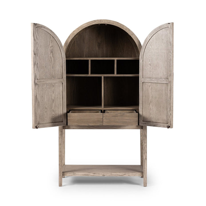 Noble Bar Cabinet - Rustic White Veneer