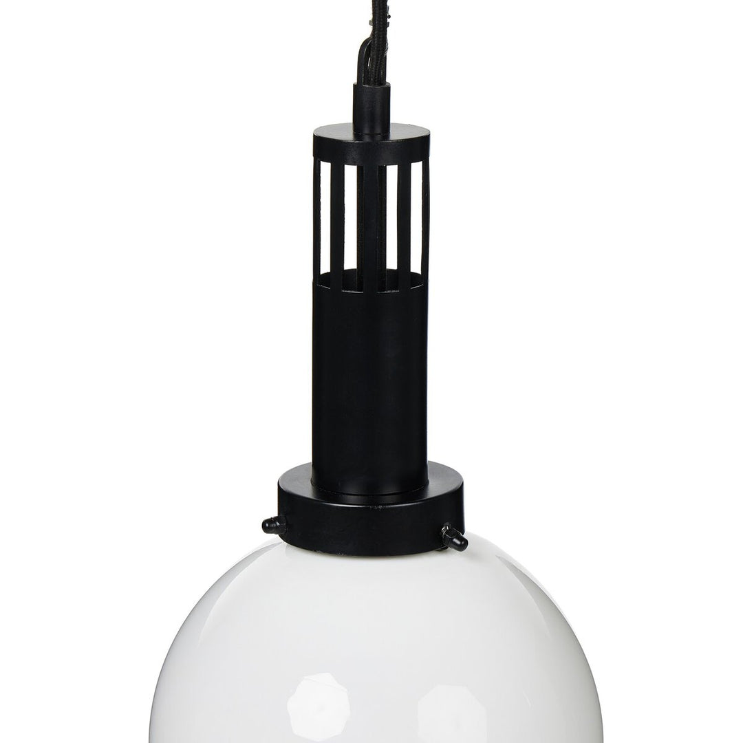 Prescott Globe Pendant - Black Iron W/ Milk Glass