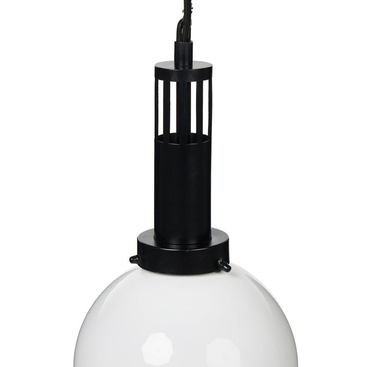 Prescott Globe Pendant - Black Iron W/ Milk Glass