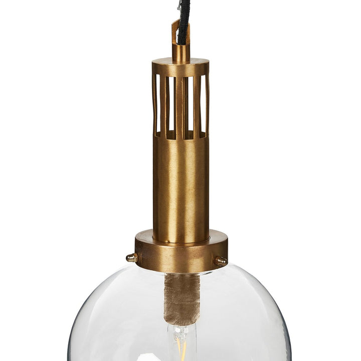 Prescott Globe Pendant - Brushed Brass W/ Clear Glass