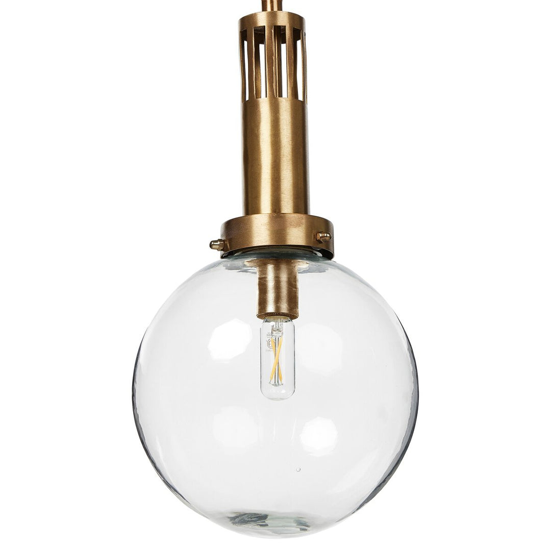 Prescott Globe Pendant - Brushed Brass W/ Clear Glass