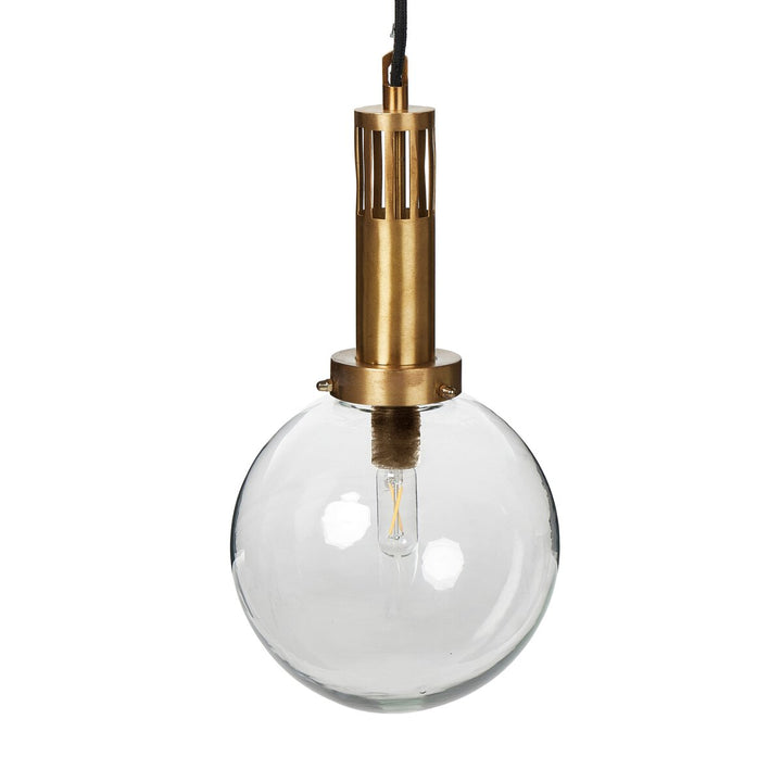 Prescott Globe Pendant - Brushed Brass W/ Clear Glass