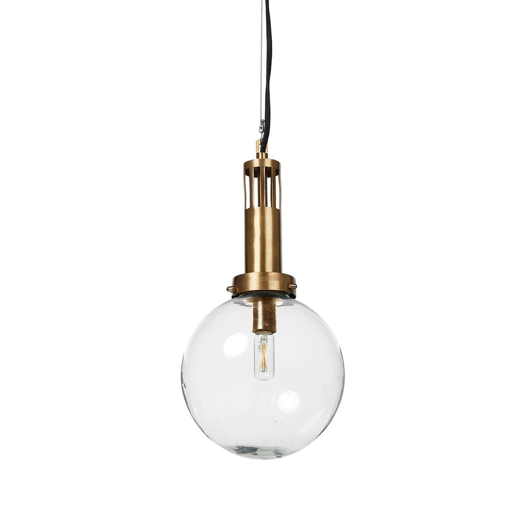 Prescott Globe Pendant - Brushed Brass W/ Clear Glass