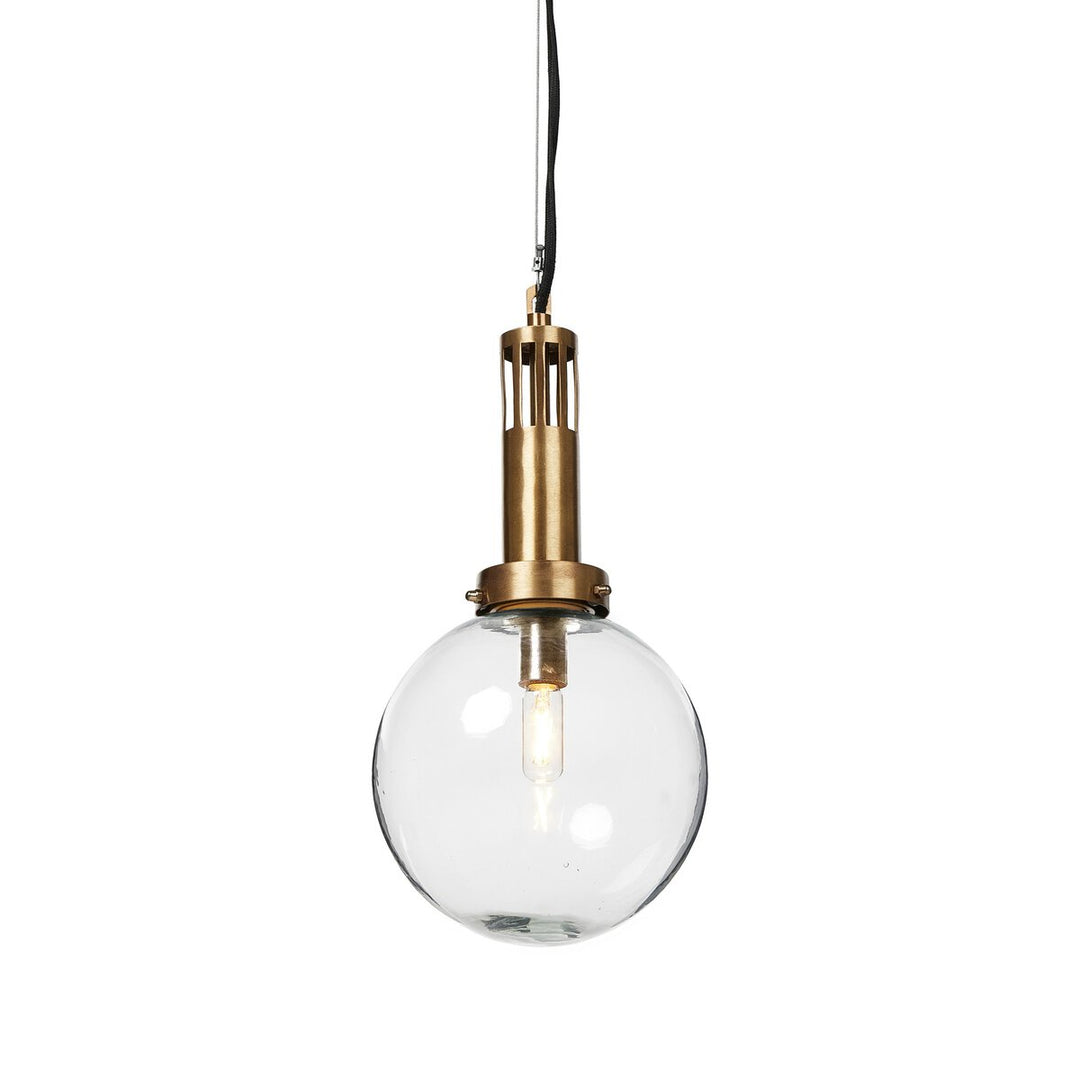 Prescott Globe Pendant - Brushed Brass W/ Clear Glass