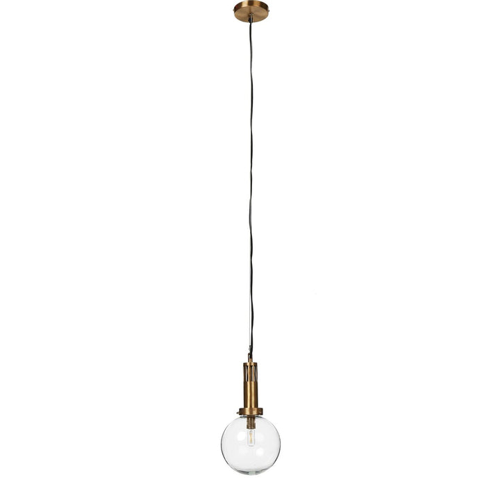 Prescott Globe Pendant - Brushed Brass W/ Clear Glass