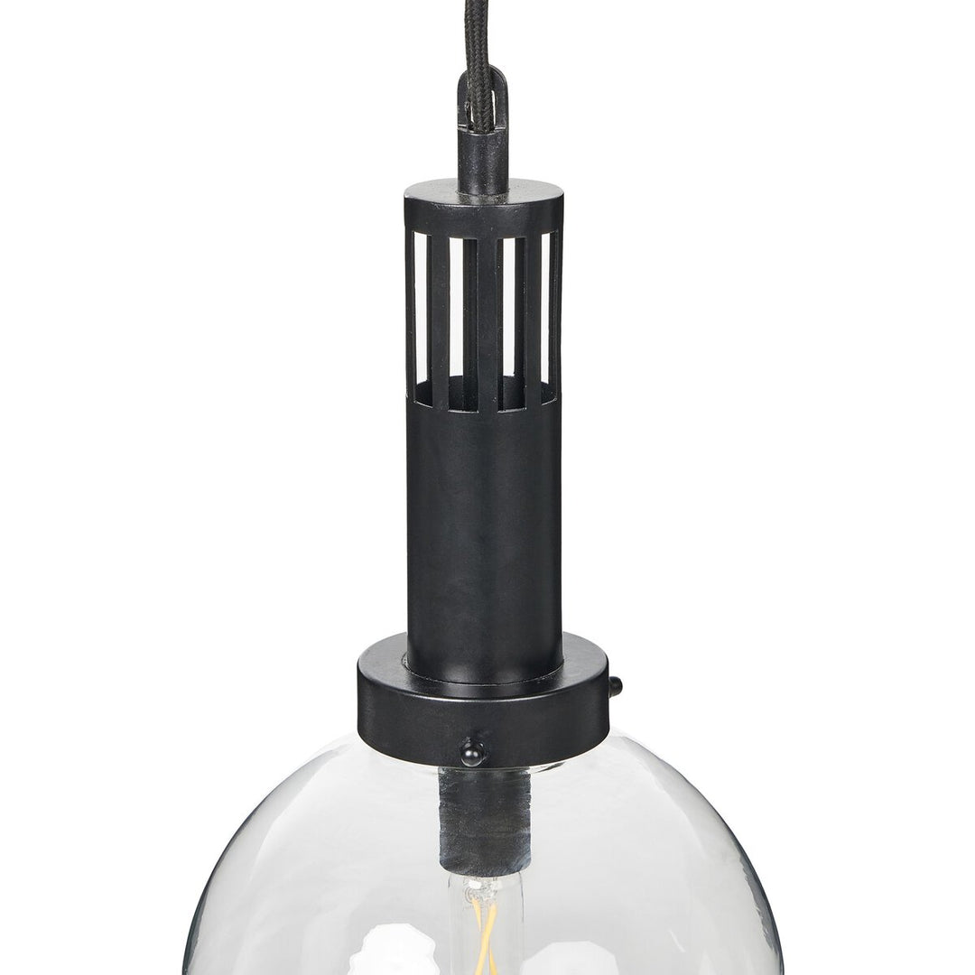 Prescott Globe Pendant - Black Iron W/ Clear Glass