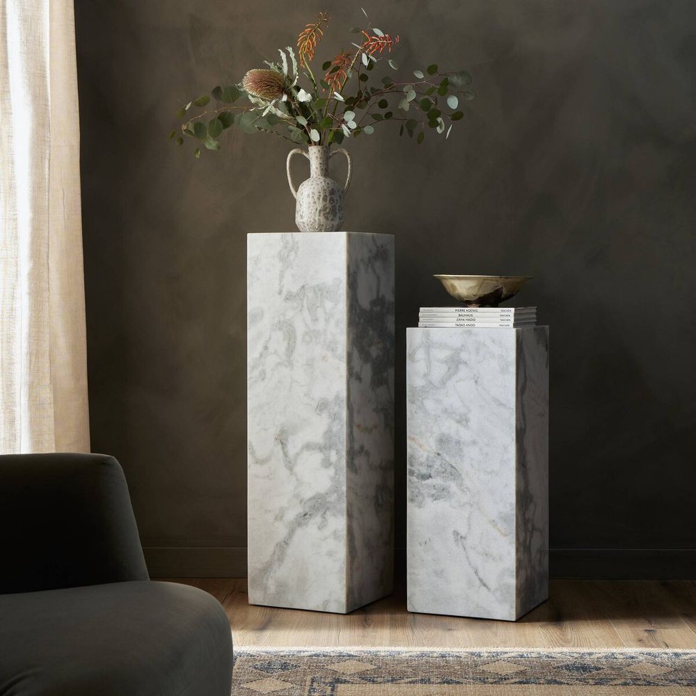 Pedestals Contemporary Marble Pedestal Monolith