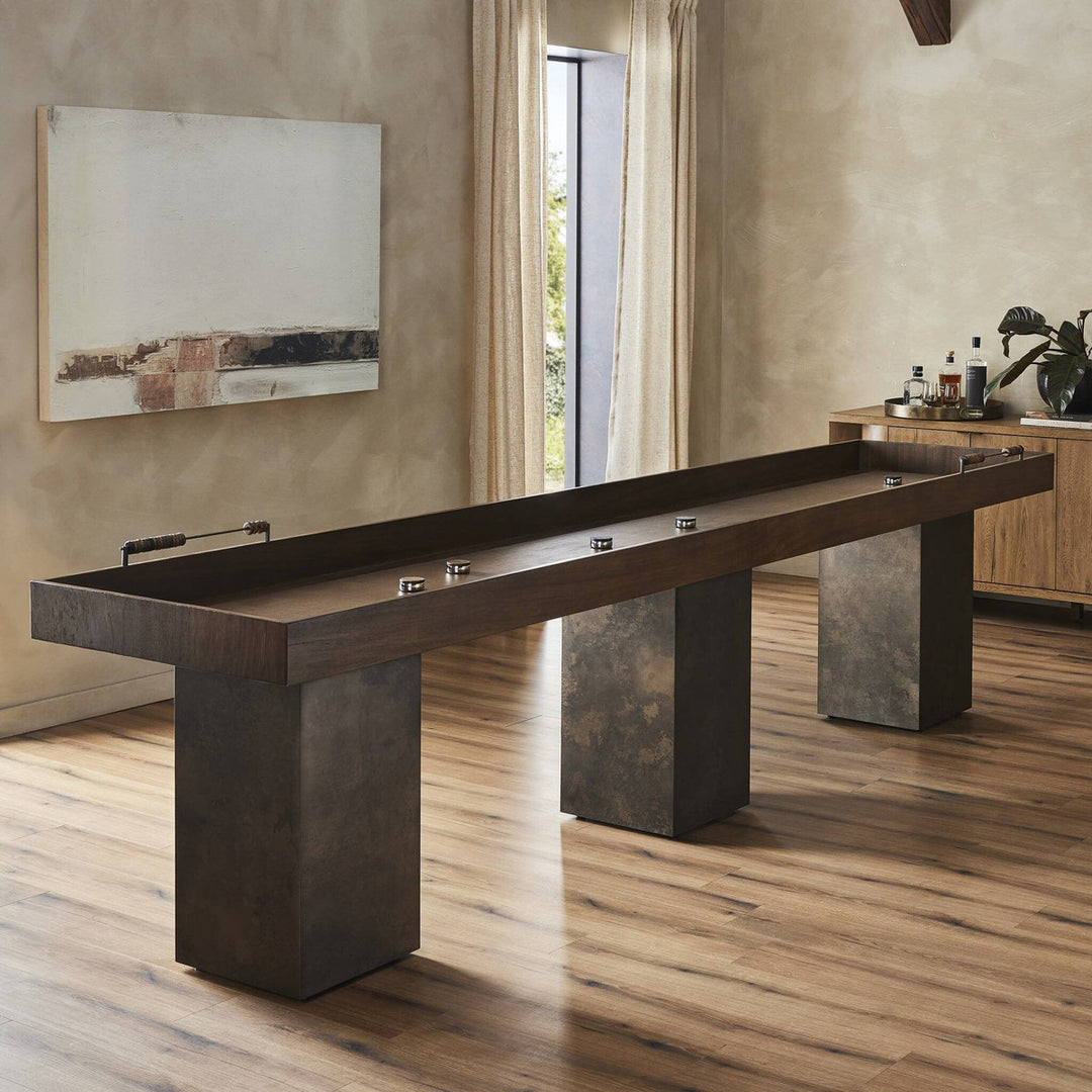 Sterling Shuffleboard Table - Carbonized Black - Black, Grey, Brown