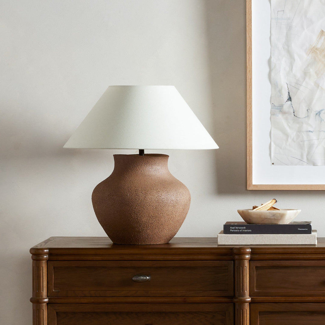 Emerson Ceramic Table Lamp - Textured Dark Sand Porcelain