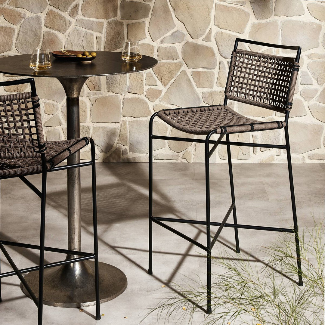 Roosevelt Outdoor Bar + Counter Stool - Black Rope - Counter