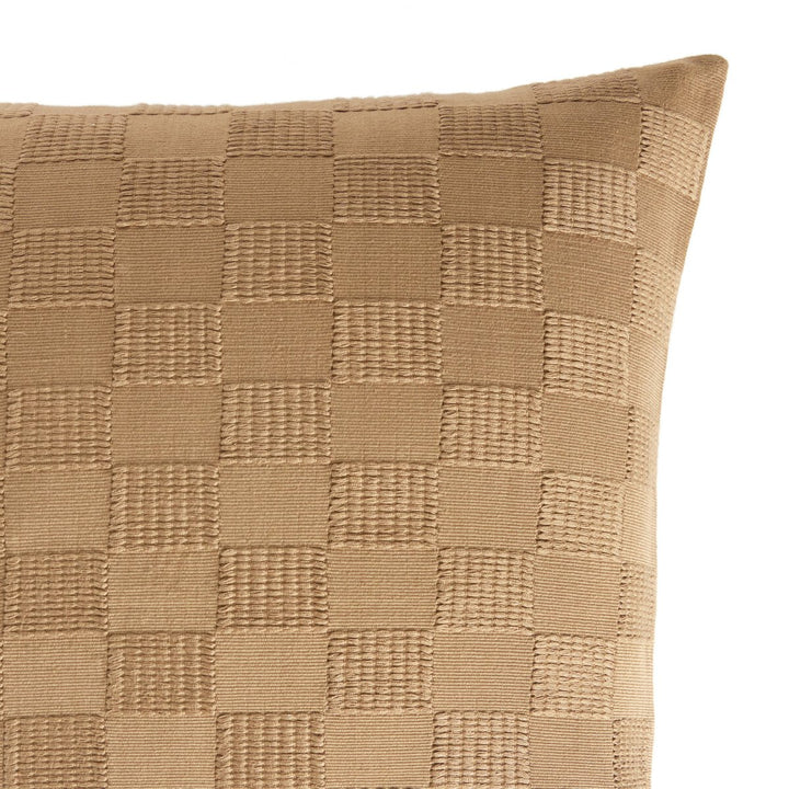 Artisan Checked Pillow - Khaki Cotton - Cover Only