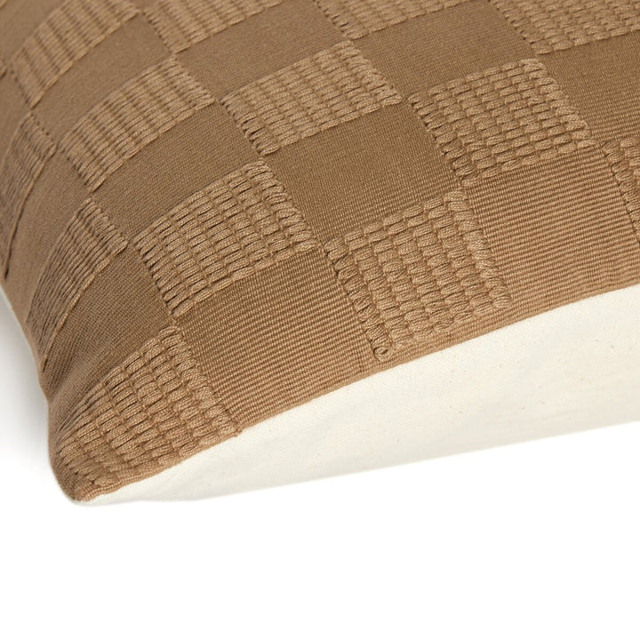 Artisan Checked Pillow - Khaki Cotton - Cover Only