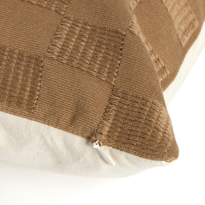 Artisan Checked Pillow - Khaki Cotton - Cover Only