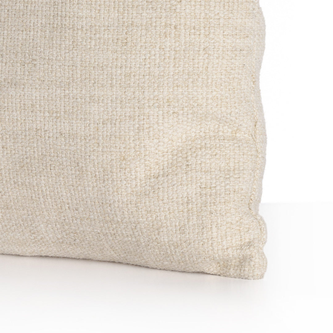 Camden Leather and Linen Block Pillow - Thames Cream