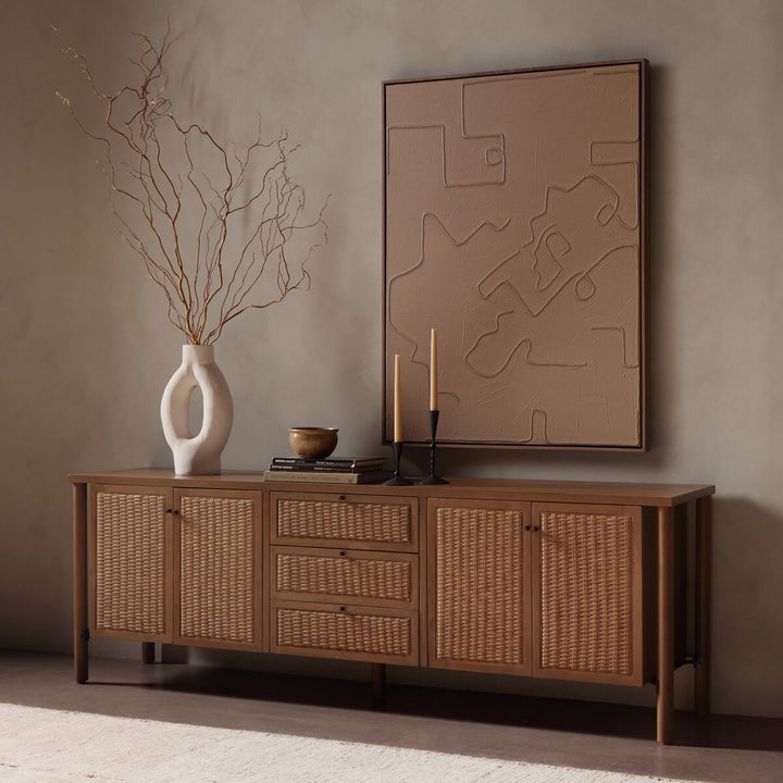 Veda Media Console - Taupe Cane