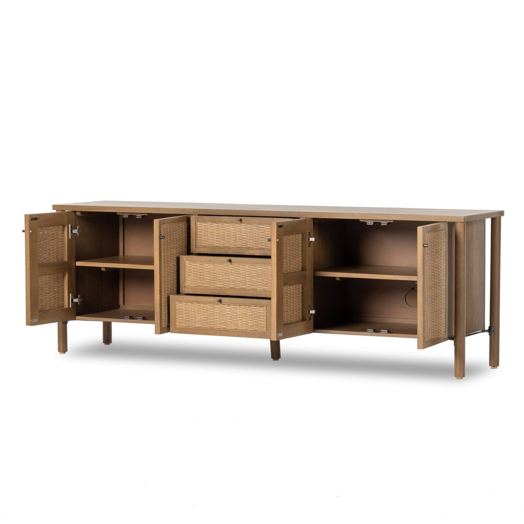 Veda Media Console - Taupe Cane