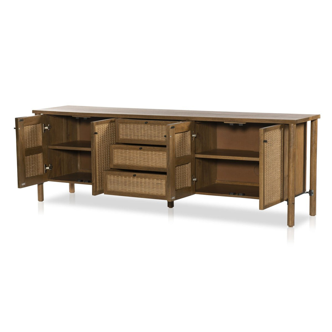 Veda Media Console - Taupe Cane