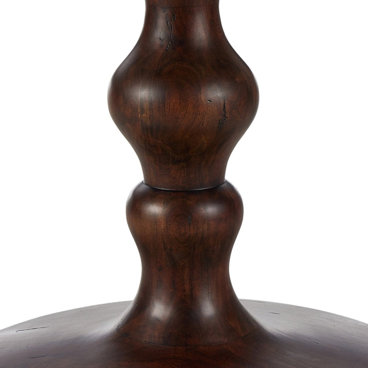 Falcon Round Dining Table - Dark Brown Acacia W/ White Marble