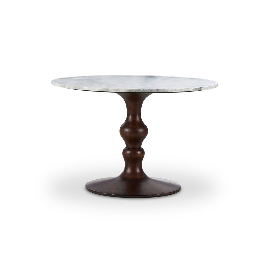 Falcon Round Dining Table - Dark Brown Acacia W/ White Marble