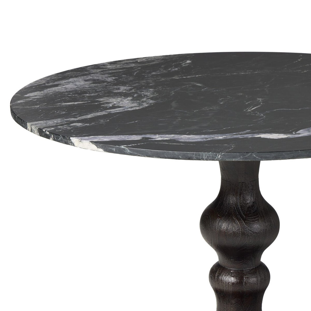 Falcon Round Dining Table - Dark Anthracite W/ Black Marble