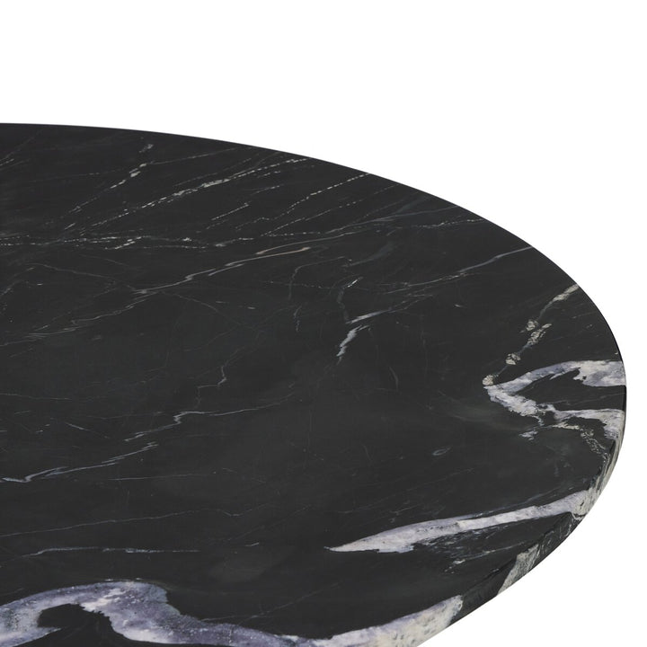 Falcon Round Dining Table - Dark Anthracite W/ Black Marble