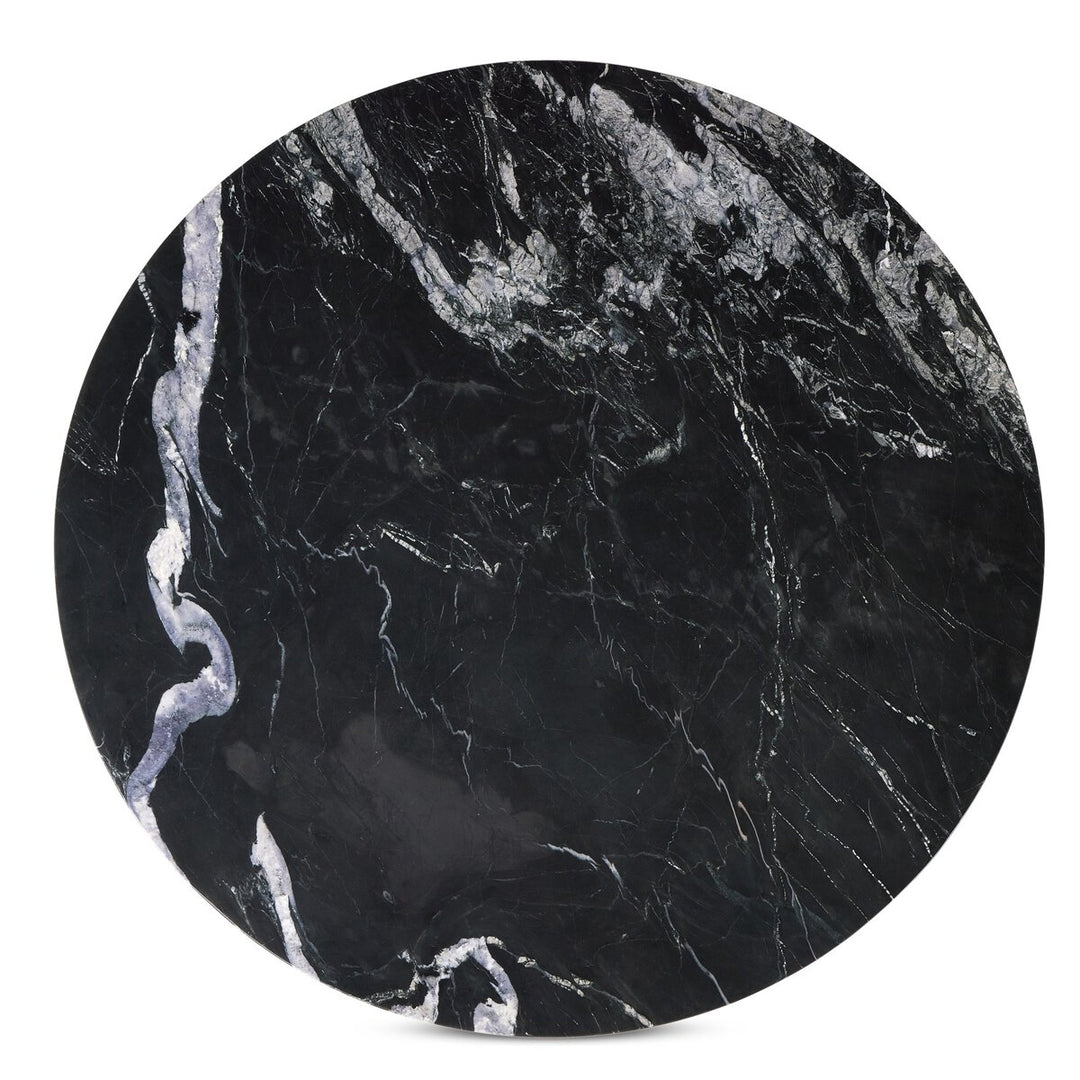 Falcon Round Dining Table - Dark Anthracite W/ Black Marble