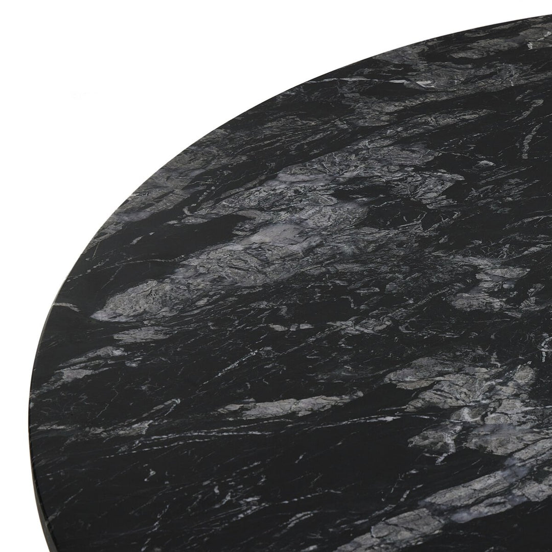 Falcon Round Dining Table - Dark Anthracite W/ Black Marble