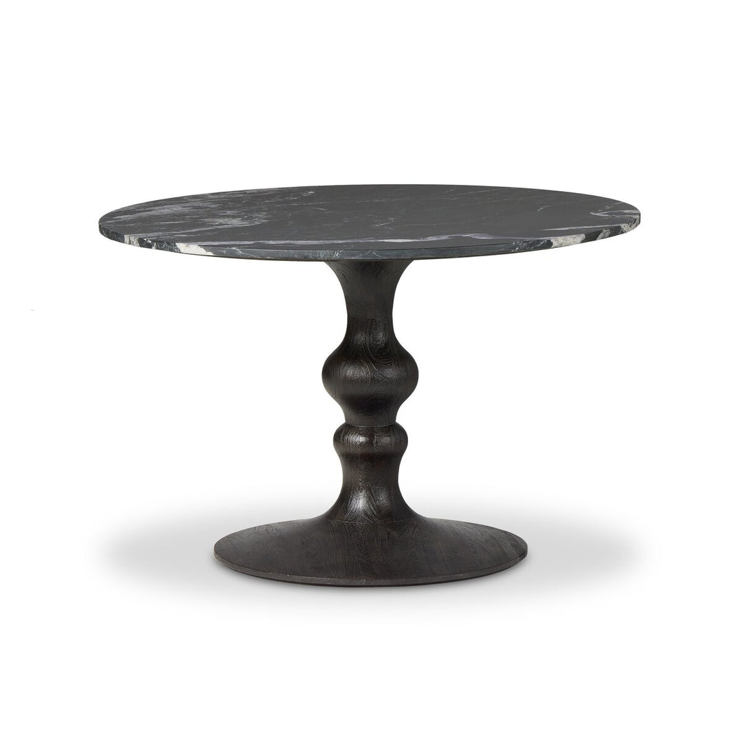 Falcon Round Dining Table - Dark Anthracite W/ Black Marble