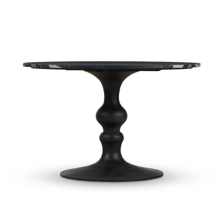 Falcon Round Dining Table - Dark Anthracite W/ Black Marble