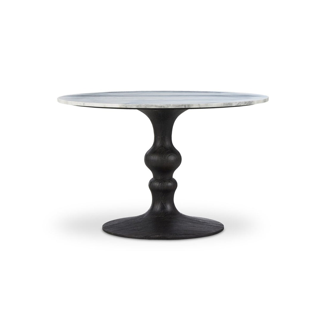 Falcon Round Dining Table - Dark Anthracite W/ White Marble