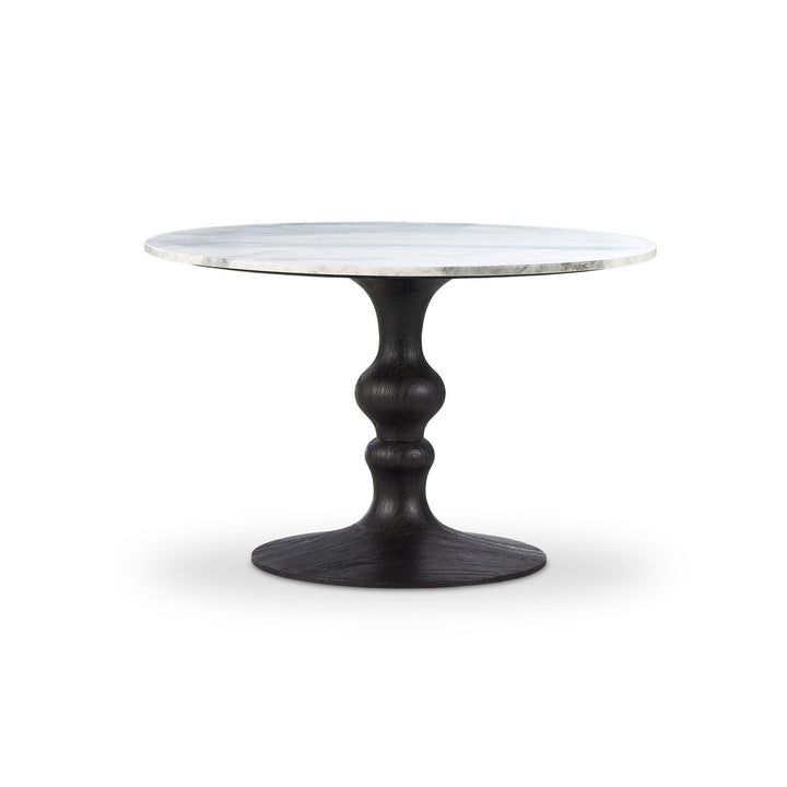 Falcon Round Dining Table - Dark Anthracite W/ White Marble