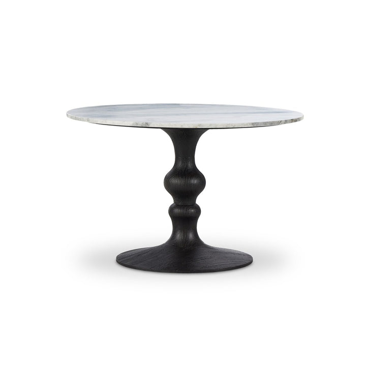 Falcon Round Dining Table - Dark Anthracite W/ White Marble