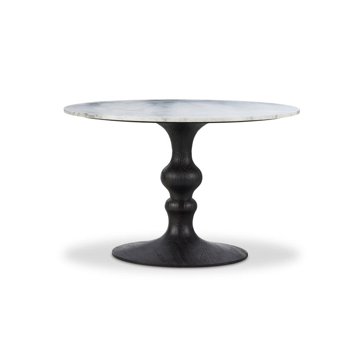 Falcon Round Dining Table - Dark Anthracite W/ White Marble