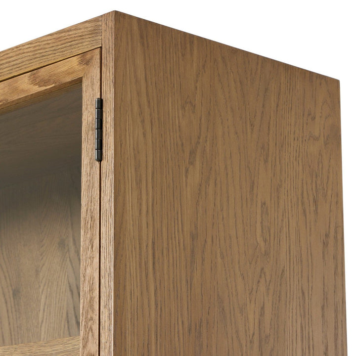 Emerson Panel and Glass Door Cabinet - Drifted Oak Solid