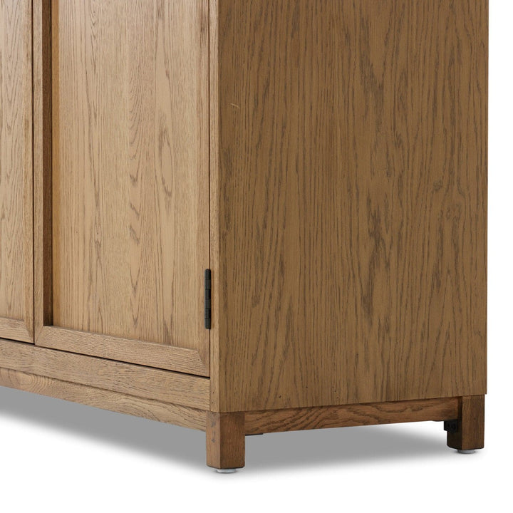 Emerson Panel and Glass Door Cabinet - Drifted Oak Solid