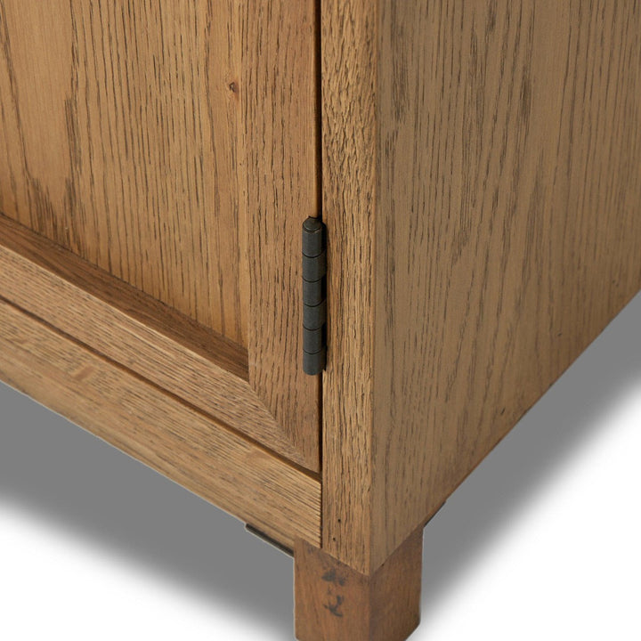 Emerson Panel and Glass Door Cabinet - Drifted Oak Solid