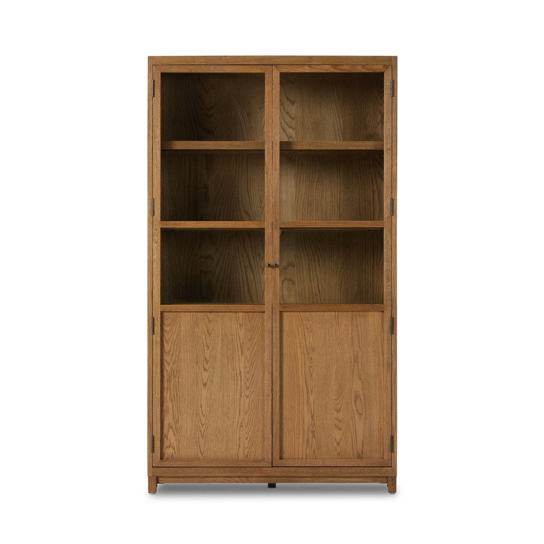 Emerson Panel and Glass Door Cabinet - Drifted Oak Solid