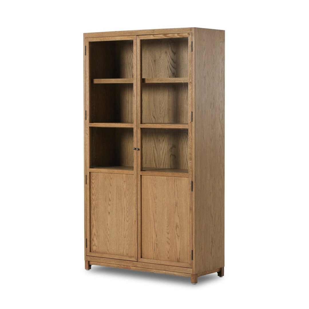 Emerson Panel and Glass Door Cabinet - Drifted Oak Solid