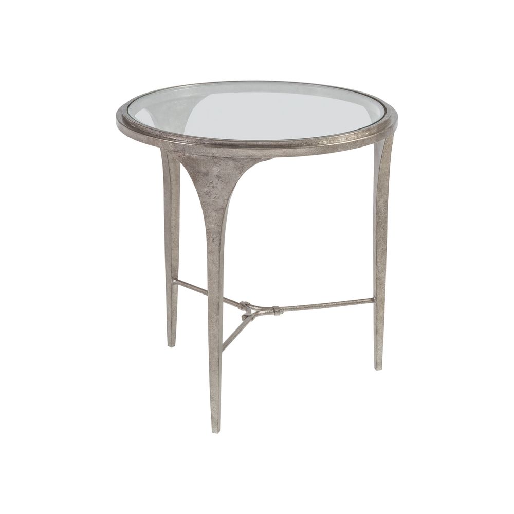 Side Tables Porto Silver Round End Table - Silver Leaf