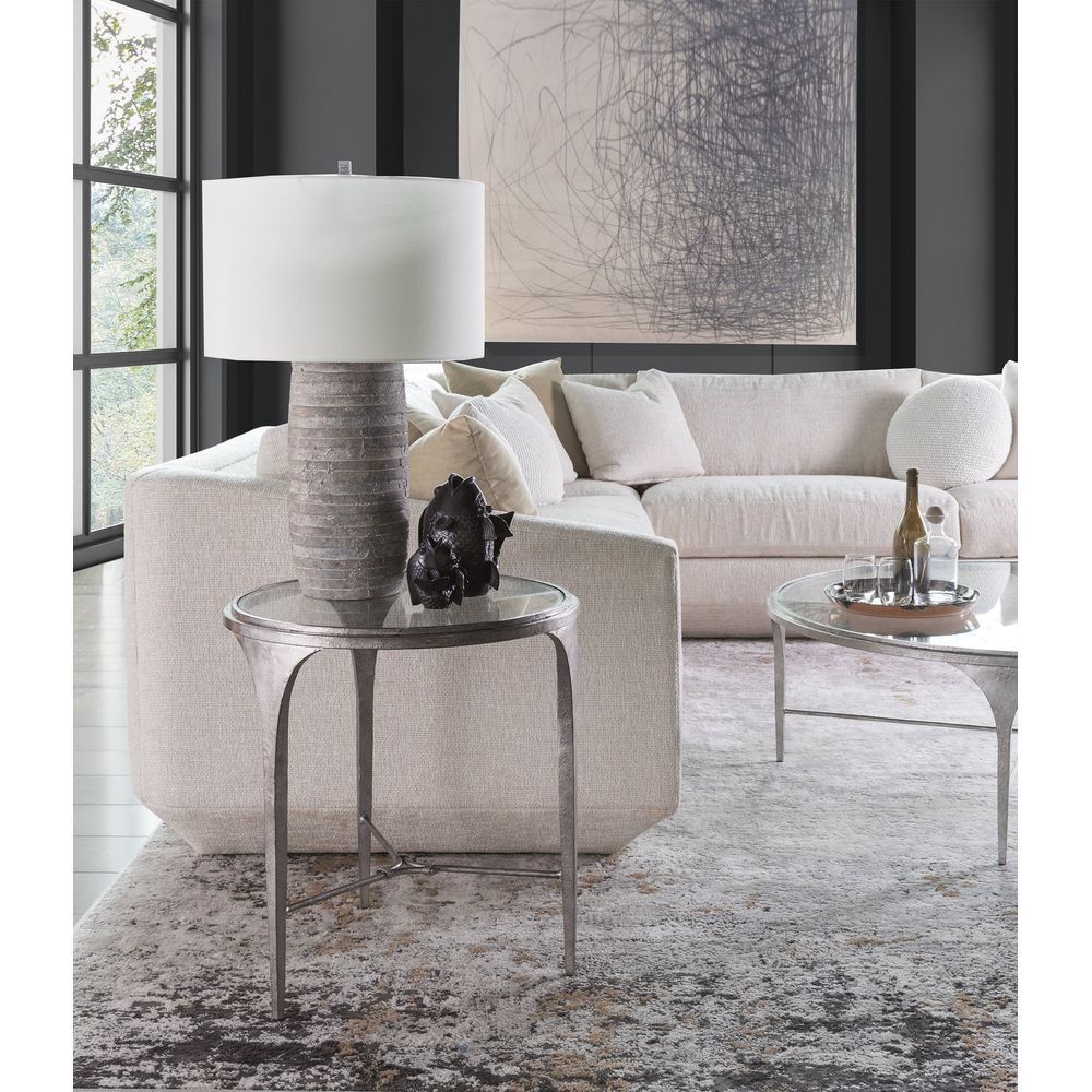 Side Tables Porto Silver Round End Table - Silver Leaf