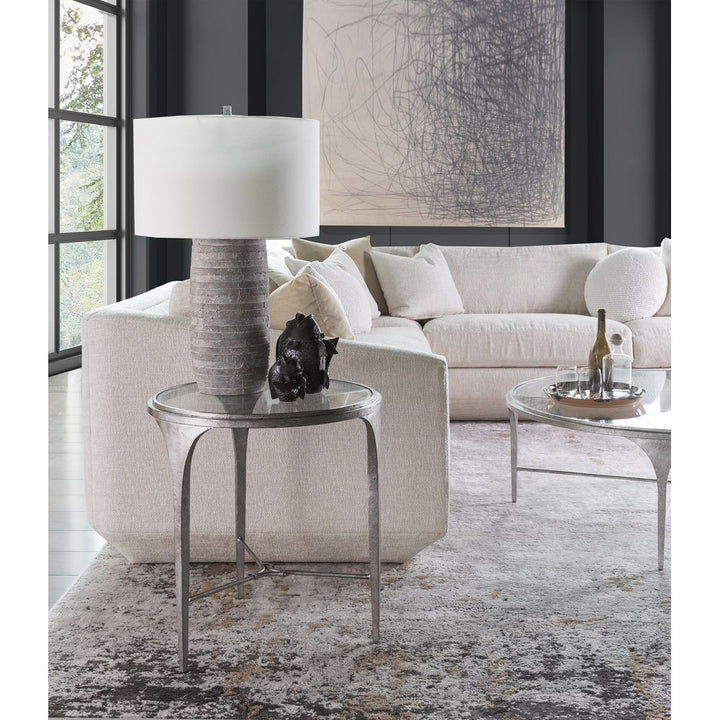 Side Tables Porto Silver Round End Table - Silver Leaf