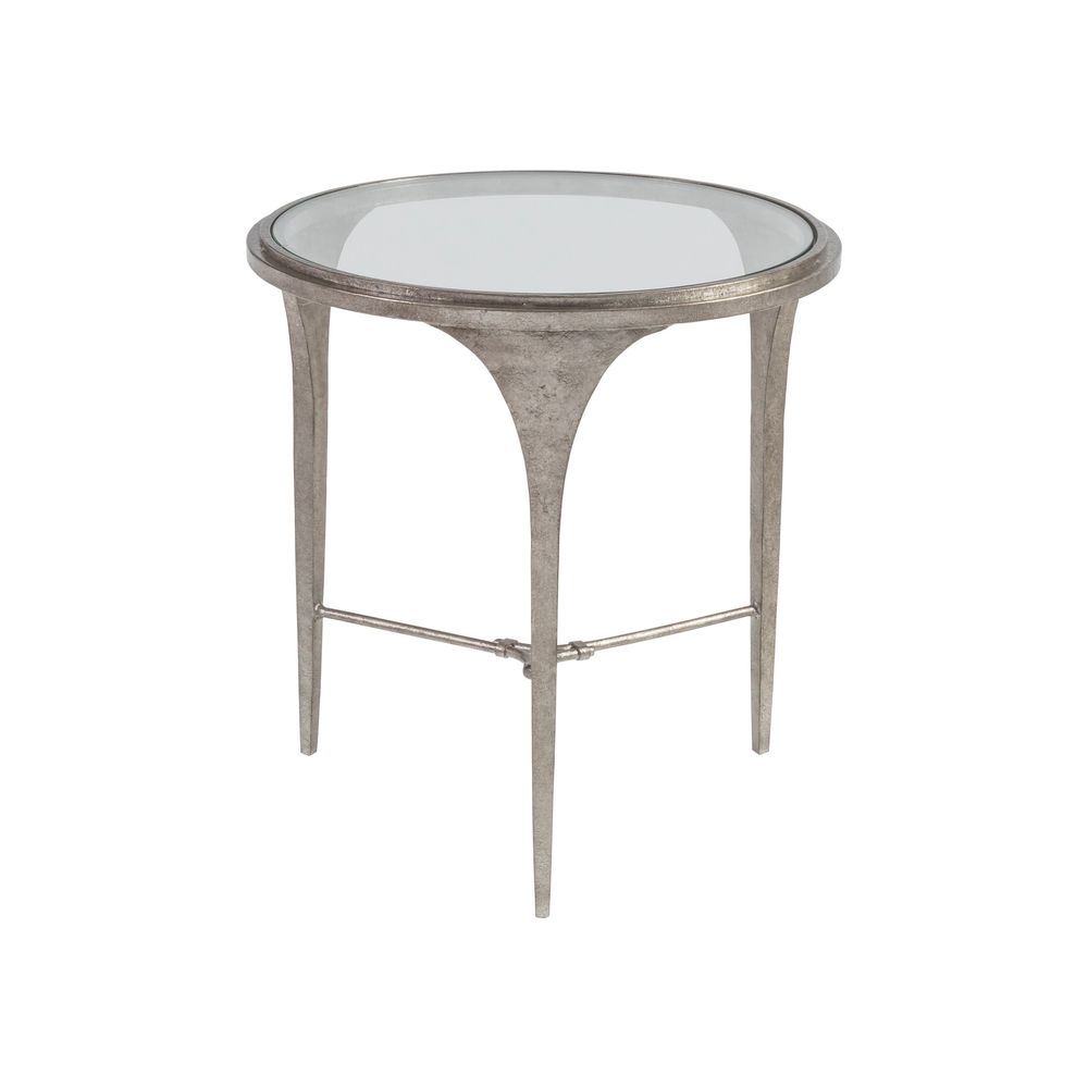 Side Tables Porto Silver Round End Table - Silver Leaf