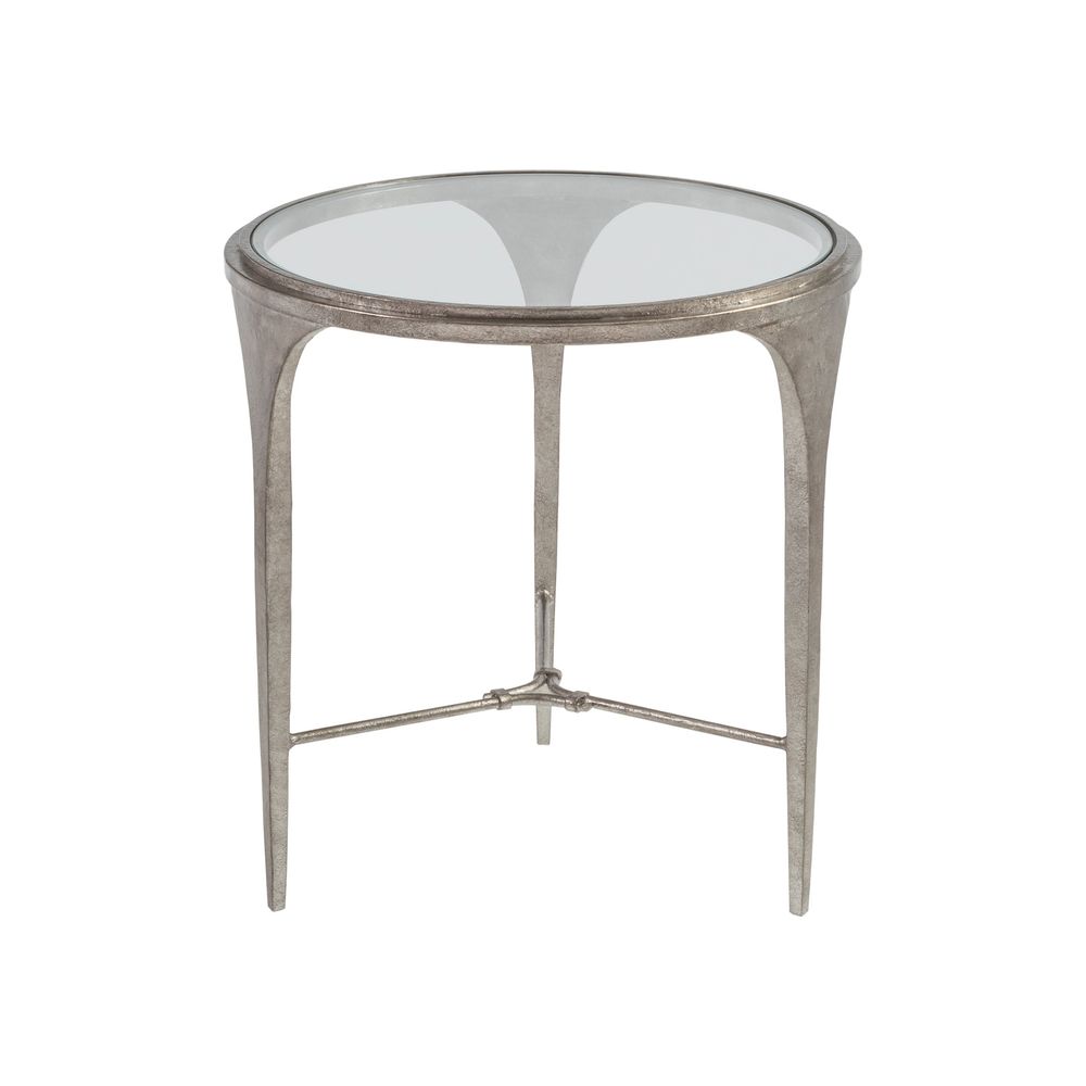 Side Tables Porto Silver Round End Table - Silver Leaf