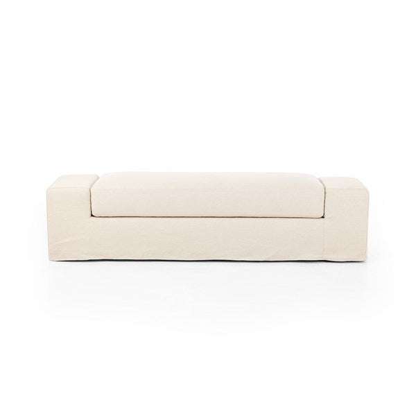 Wide Arm Slipcover Accent Bench-Four Hands-FH-236012-001-BenchesBrussels Natural-3-France and Son