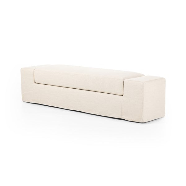 Wide Arm Slipcover Accent Bench-Four Hands-FH-236012-001-BenchesBrussels Natural-1-France and Son