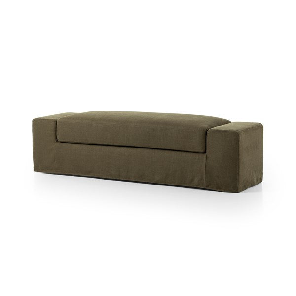 Wide Arm Slipcover Accent Bench-Four Hands-FH-236012-002-BenchesBrussels Coffee-4-France and Son