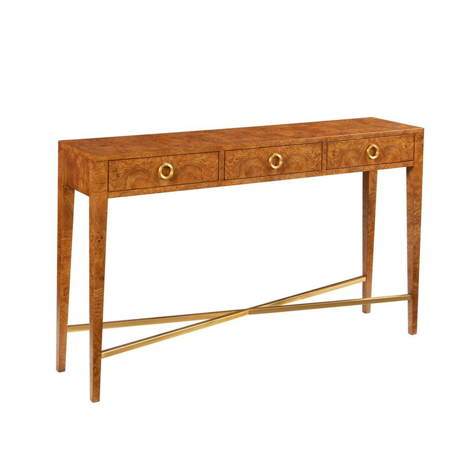 Console Tables Modernist Three Drawer Hall Console-Burl