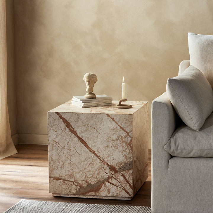 Contemporary Marble Plinth End Table