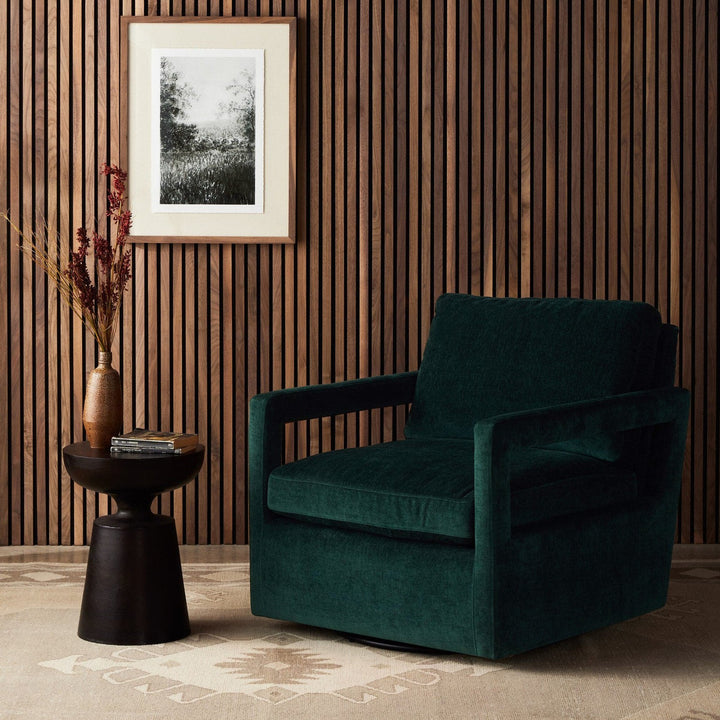 Landon Swivel Chair - Emerald Worn Velvet